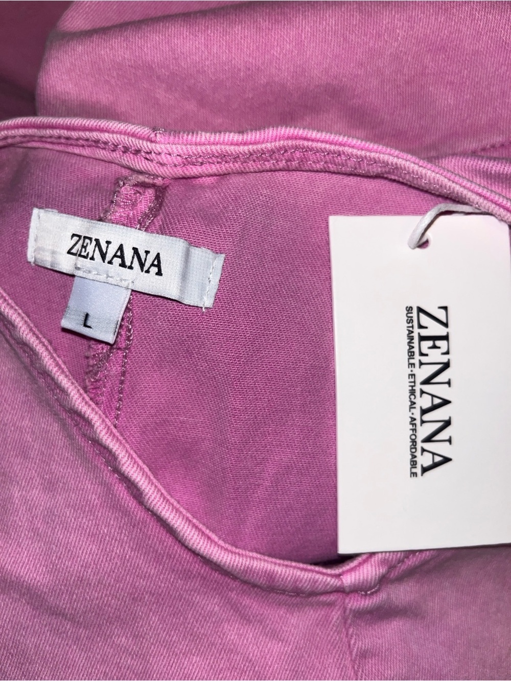 Zenana Outfitters L Pink V-Neck Relaxed Cotton Denim Stretch Overalls - Picture 4 of 6